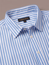 Men Plus Size Mirexo Sky Blue Striped Shirts
