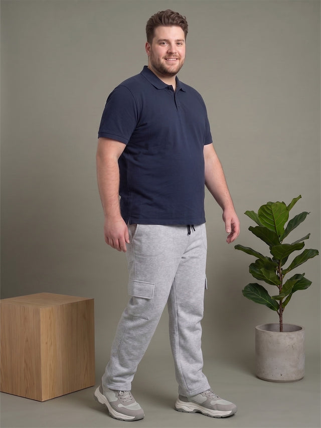 Men Plus Size Ametrine Grey Solid Trackpants