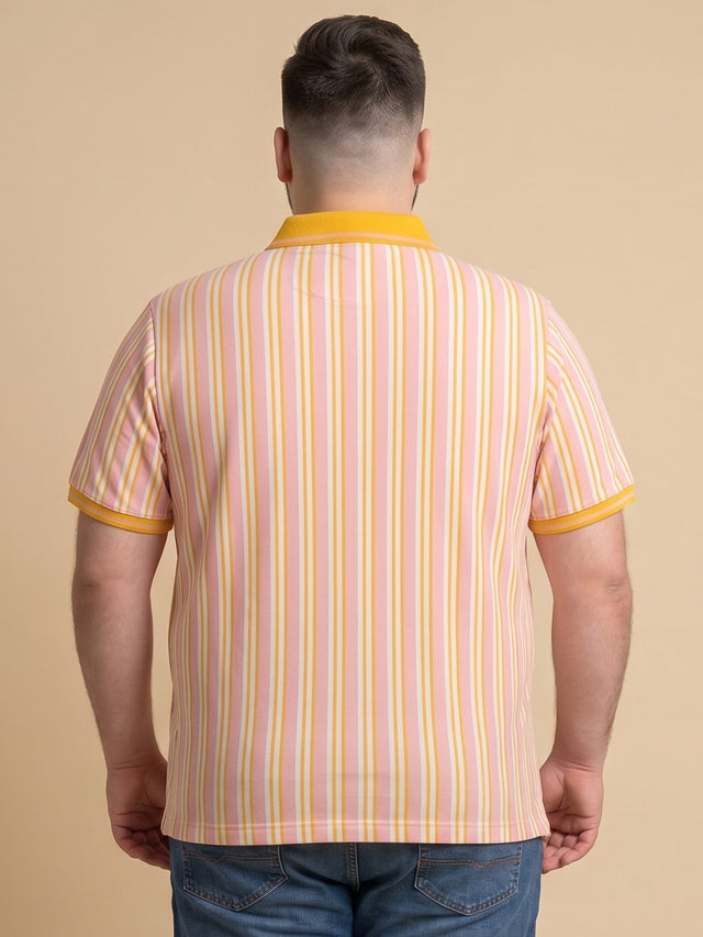 Men Plus Size Sweeto Multi Striped Polo