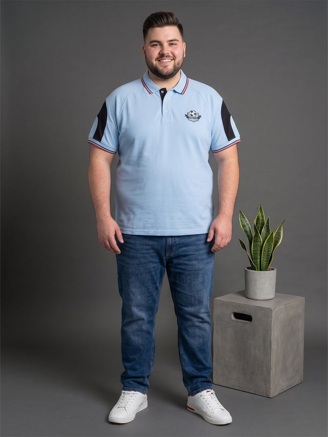 Men Plus Size Welkin Sky Blue Printed Polo