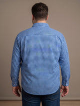 Men Plus Size Oyster Blue Check Shirts