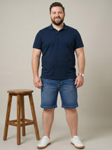 Men Plus Size Exuberant Blue Washed Shorts