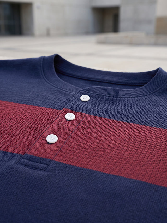 Men Plus Size Antonio Colorblock Henley Tshirt