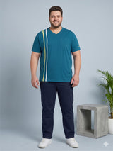 Men Plus Size Tryout Teal Solid V-Neck