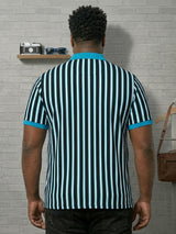 Men Plus Size Sapphire Multi Striped Polo