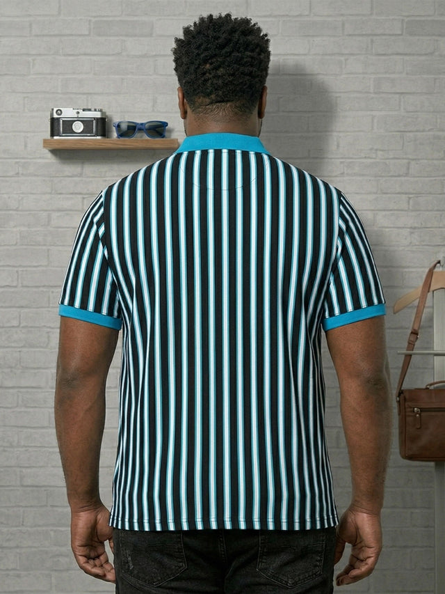 Men Plus Size Sapphire Multi Striped Polo