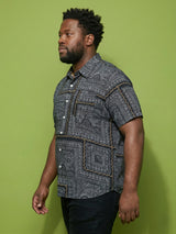 Men Plus Size Sector Multicolor Printed Casual Shirt