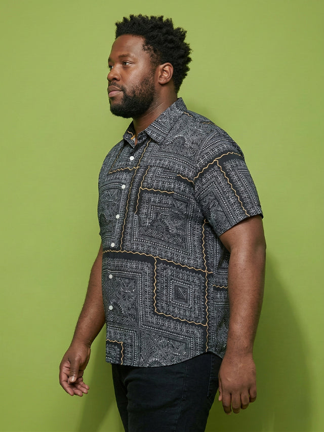 Men Plus Size Sector Multicolor Printed Casual Shirt