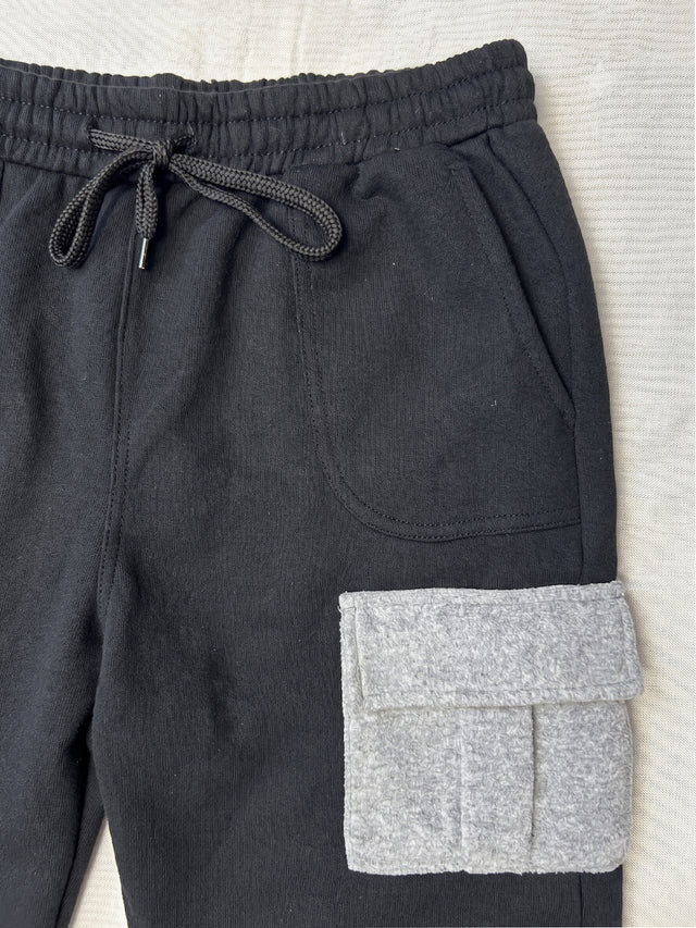 Men Plus Size Xeric Black Solid Trackpants