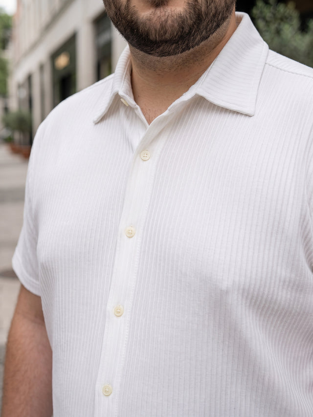 Men Plus Size Elrovo White Self Design Shirts