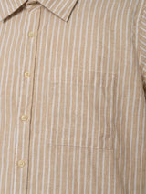 Men Plus Size Xylaris Light Brown Striped Shirts
