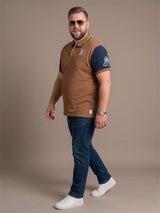 Men Plus Size Urbanglow Brown Colorblock Polo