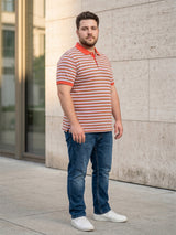 Men Plus Size Buttoned Multi Striped Polo