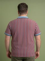Men Plus Size Rosso Multi Striped Polo