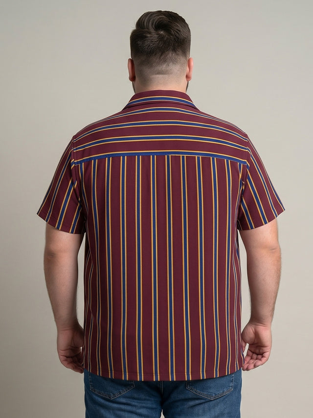 Men Plus Size Winewave Multi Striped Shirts