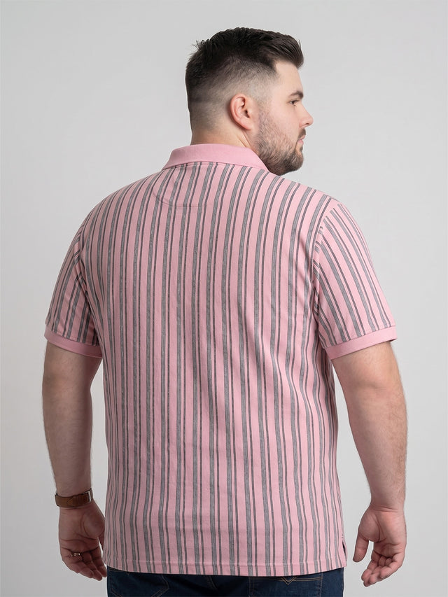 Men Plus Size Camellia Multi Striped Polo