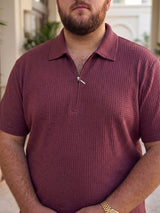 Men Plus Size Derion Maroon Textured Polo Tshirt