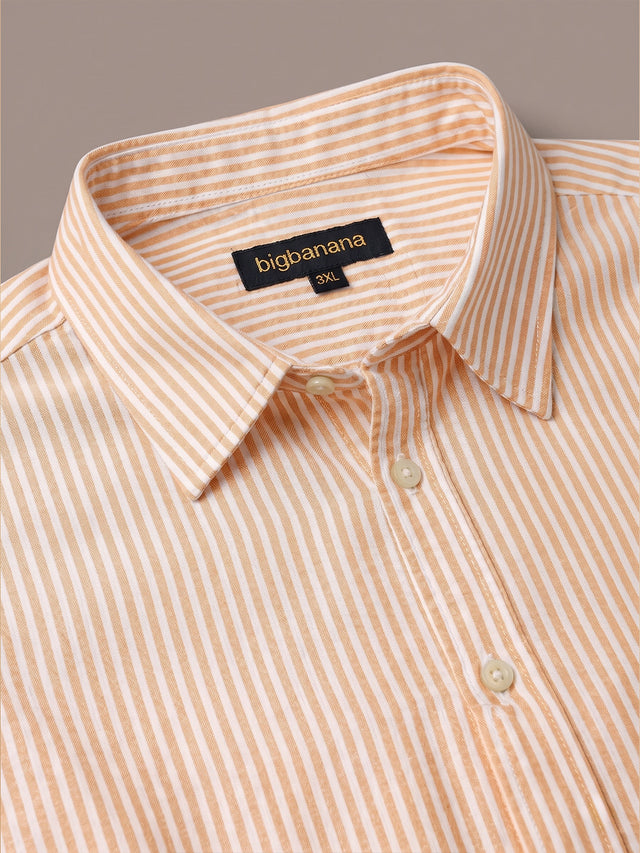 Men Plus Size Velqiro Orange Striped Shirts