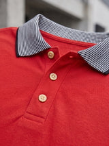Men Plus Size Rush-Red Red Solid Polo Tshirts