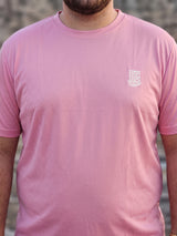 Men Plus Size Hiddenmist-Pink Solid Pink Round Neck Tshirt