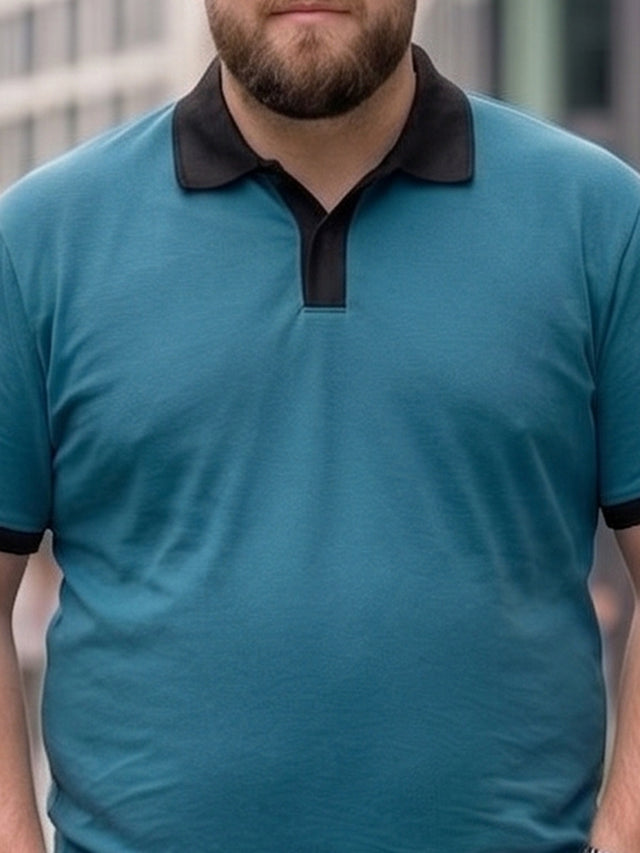 Men Plus Size Aevrion Teal textured Polo Tshirts