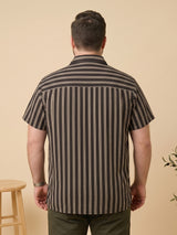 Men Plus Size Coffeescape Multi Striped Shirts