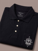 Men Plus Size Marine Black Printed Polo