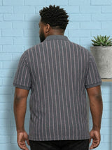 Men Plus Size Gravel Multi Striped Polo