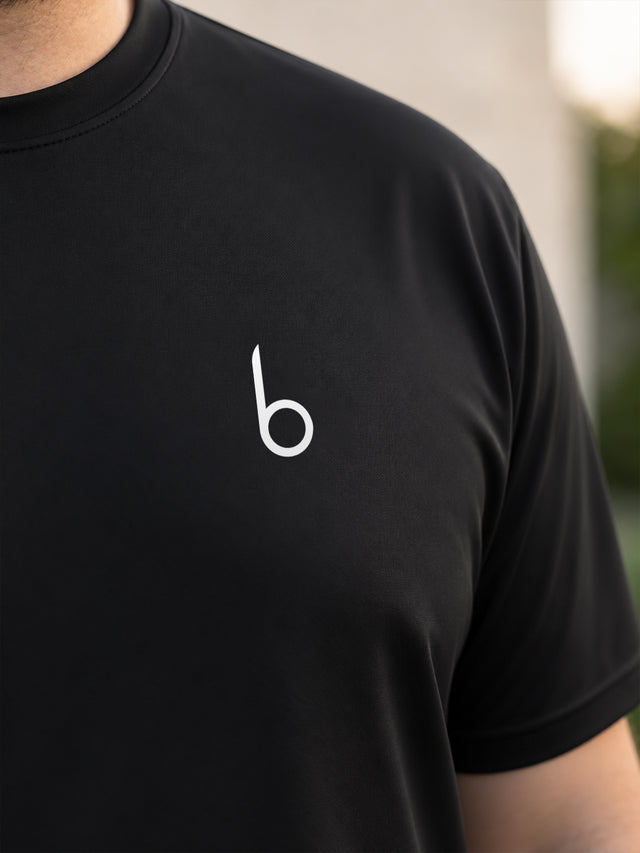 Men Plus Size Vaporcrew-Black Black Solid Round Neck