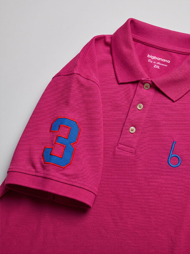 Men Plus Size Aura-Magenta Solid Polo