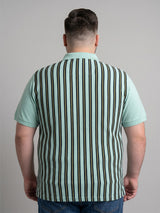 Men Plus Size Caramel Multi Striped Polo