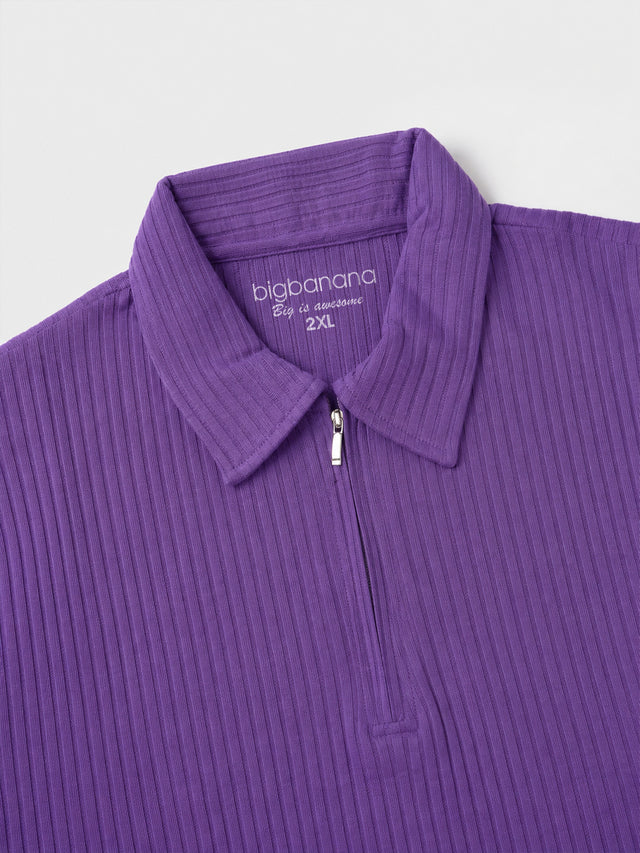 Men Plus Size Archid Violet Self Design Polo Tshirt