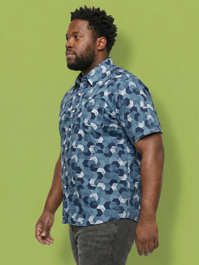 Men Plus Size Tessar Multicolor Printed Casual Shirt