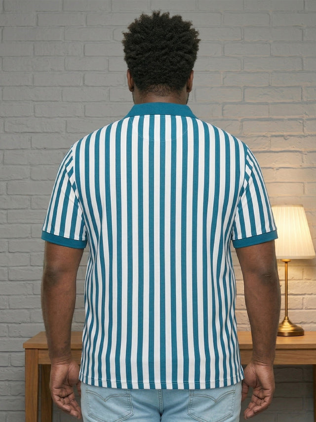 Men Plus Size Chalk Multi Striped Polo