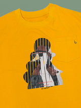 Men Plus Size Solarsketch Yellow Printed Round Neck