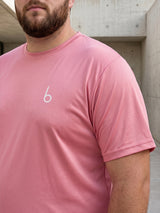 Men Plus Size Vaporcrew-Pink Solid Pink Round Neck