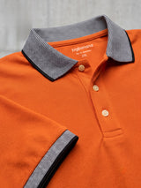 Men Plus Size Rush-Orange Orange Solid Polo Tshirts