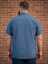 Men Plus Size Pelagos Blue Striped Shirts