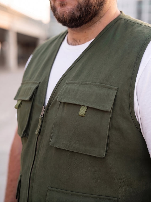 Men Plus Size Drift-Olive Solid Olive Utility Jacket