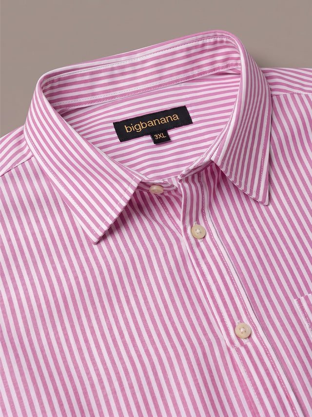 Men Plus Size Selrix Pink Striped Shirts