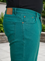 Men Plus Size Virello Green Solid Jeans