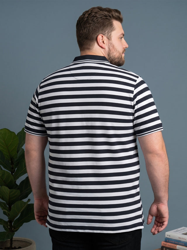 Men Plus Size Linear Multi Striped Polo