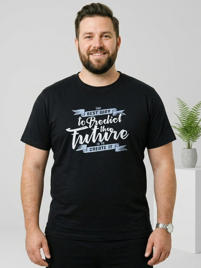 Men Plus Size Destiny Black Printed Co-Ords