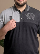 Men Plus Size Relent Colorblock Polo Tshirt