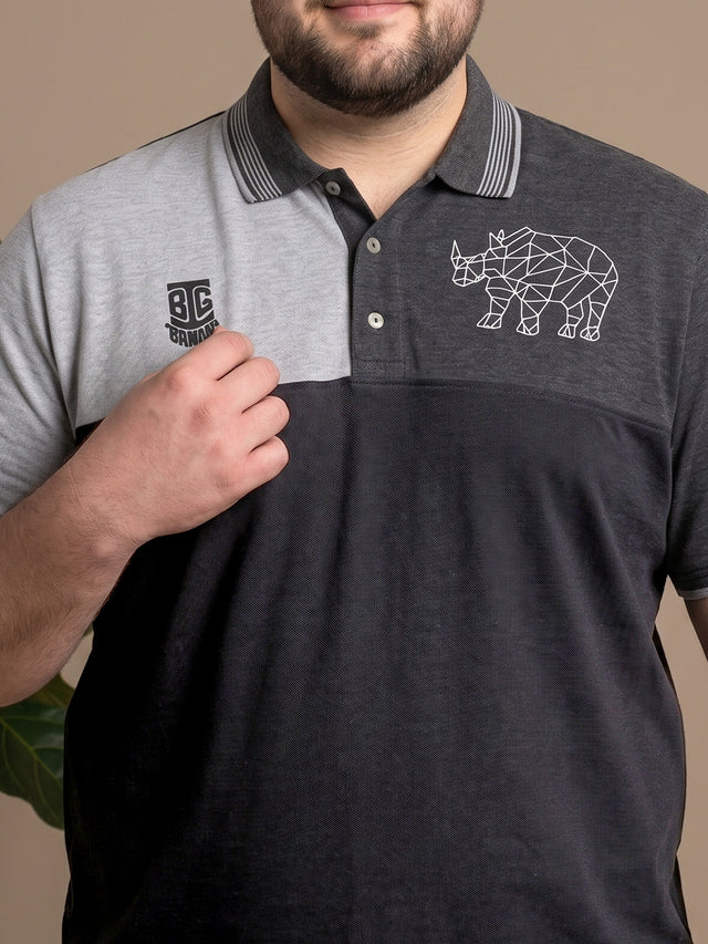 Men Plus Size Relent Colorblock Polo Tshirt