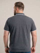 Men Plus Size Pewter Multi Colorblock Polo