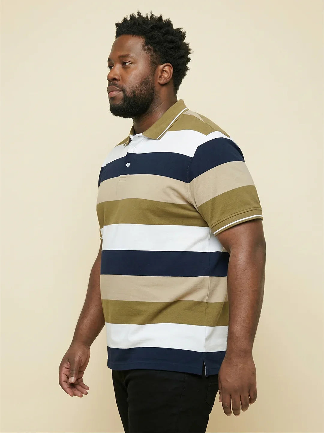 Men Plus Size Coluxe Multicolor Colorblock Polo Tshirt