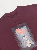 Men Plus Size Dreampaws Maroon Printed Round Neck