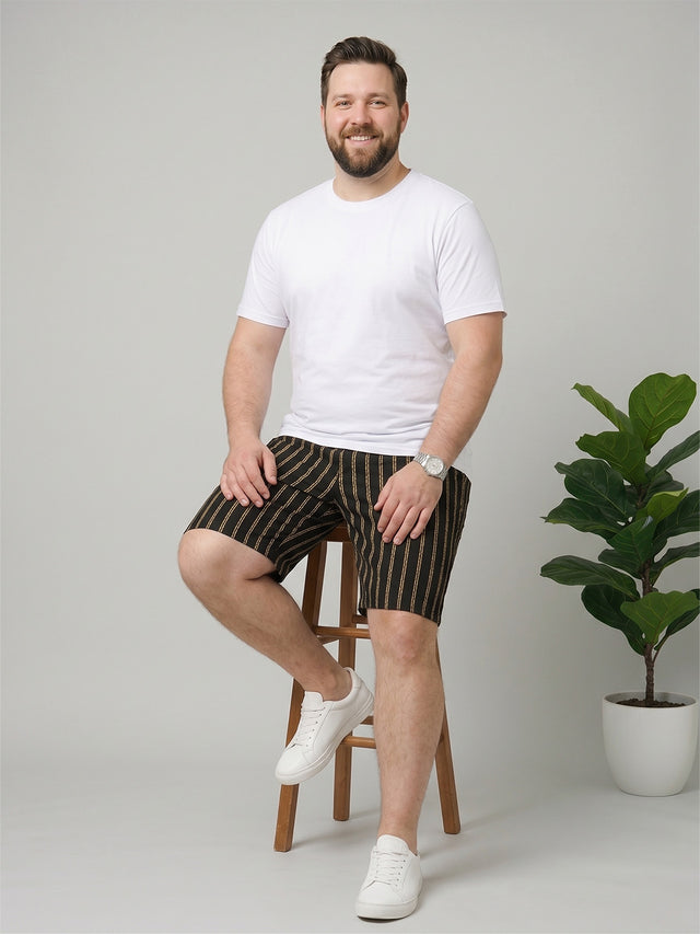 Men Plus Size Gilded Multi Striped Shorts