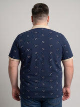 Men Plus Size Nebula Navy Blue Printed Polo